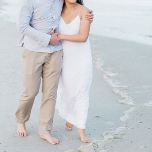 White pleated flowy dress